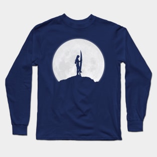 Surfer woman and the Moon Long Sleeve T-Shirt